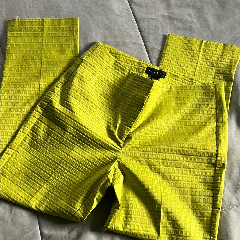 Tribal brand - Stylish Yellow Greenish Textured Pants💛